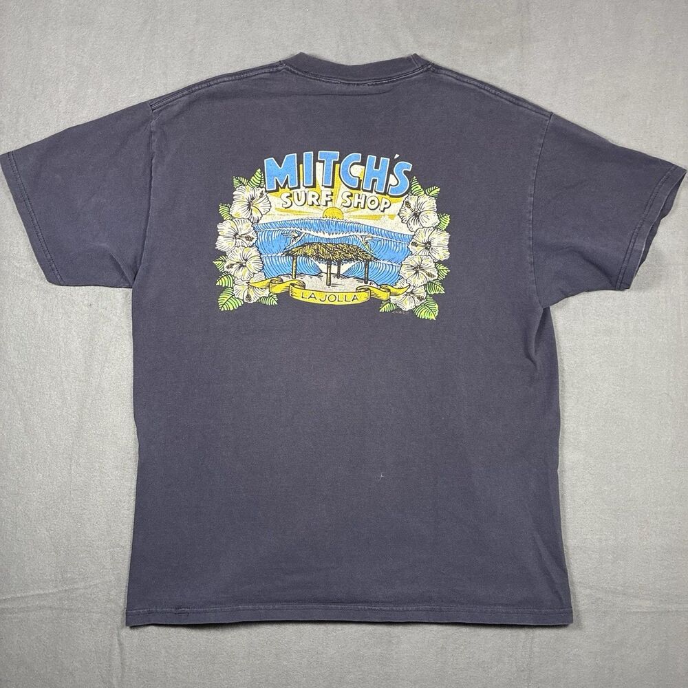 Mitch’s Surf Shop Logo La Jolla, California T Shirt Mens Large Blue Made In USA